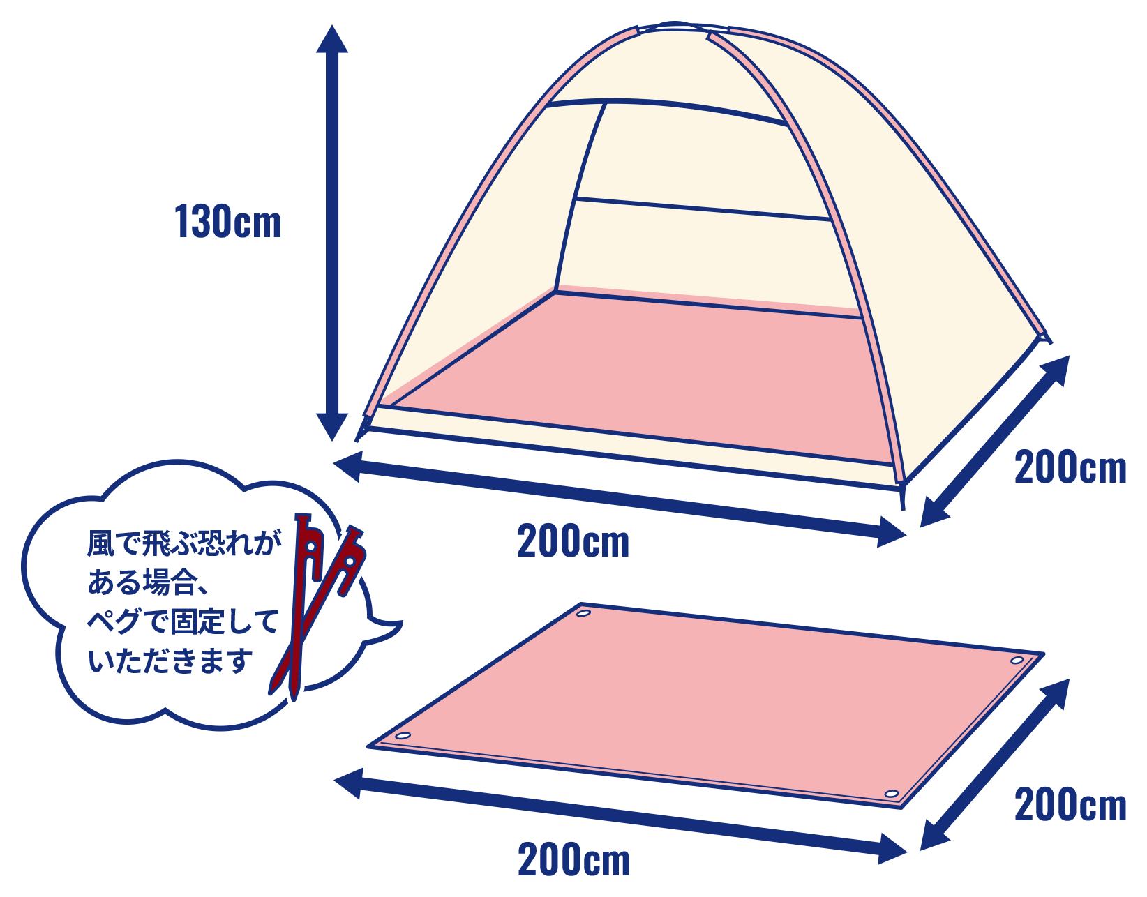 テントとレジャーシートのサイズ規定